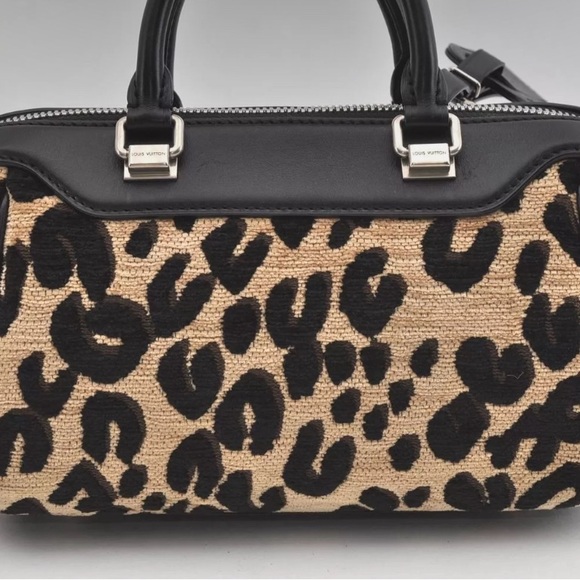 LV Limited Edition Chenille Leopard Baby/Mini Hand Boston Bag - Picture 6 of 15